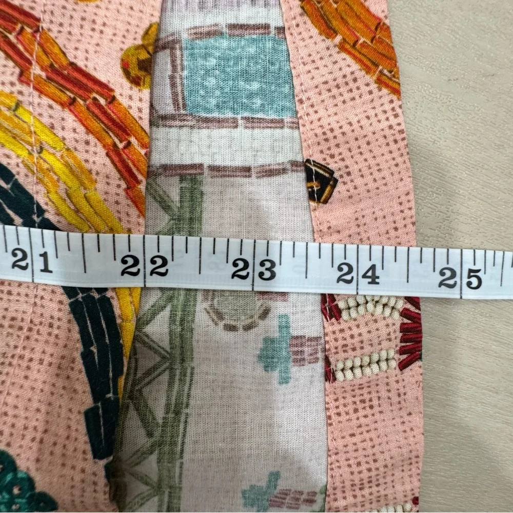 EUC FARM Rio Women's Size G (Med/Large) Printed Blouse Multi Color Puff Sleeves
